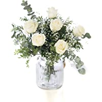 6 Rosas Blancas- Flores Naturales a Domicilio Blossom® | Ramo de Rosas Naturales a Domicilio Frescas y Recién Cortadas…